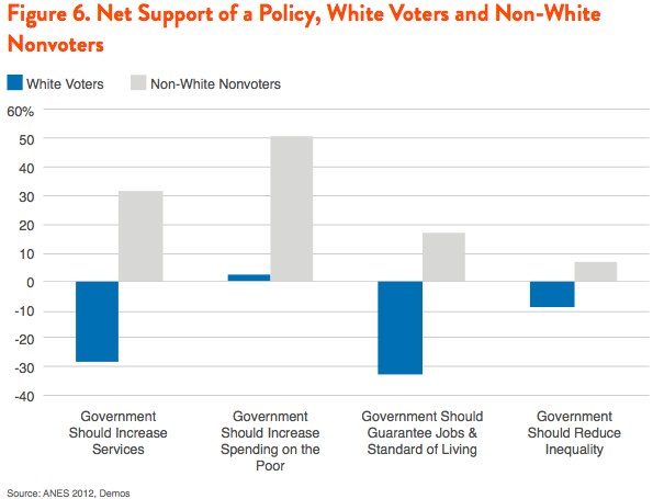 Figure 6. Net Support of a Policy, White Voters and Non-White Nonvoters