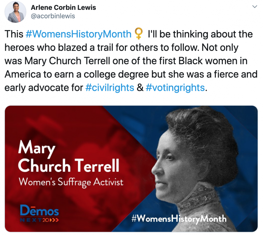 Arlene Corbin Lewis picks Mary Church Terrell for Womens History Month 2020