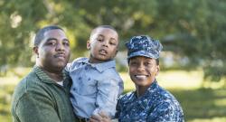Black family smiling and posing together
