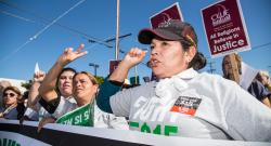 Latina Fight for $15 protestors at rally