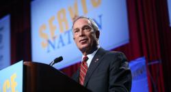 Michael Bloomberg speaking at podium (Creative Commons credit: Be the Change Inc)