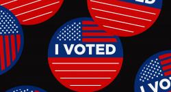 I voted stickers in black, red, and blue