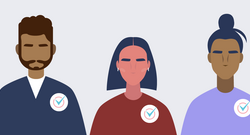 Illustration of Different People of Color With Voting Stickers