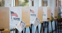 Empty voting booths at a polling location