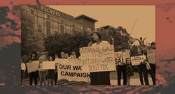 Our water campaign action with people holding signs