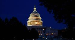 The US Capitol Building at night