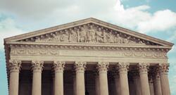 View of the top of the Supreme Court building at a distance