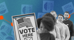 A line of people waiting to vote