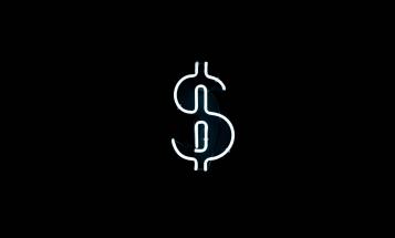 White neon dollar sign on black background