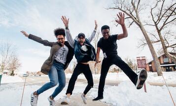 Young people jumping