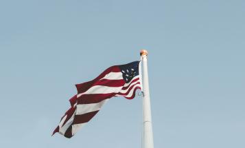 Blue Sky with American Flag