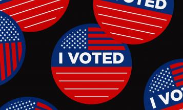 I voted stickers in black, red, and blue