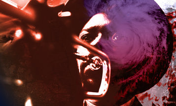 Black trumpeter with a hurricane overlaid over his eye