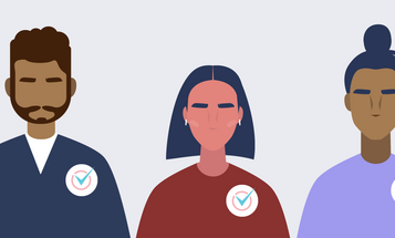 Illustration of Different People of Color With Voting Stickers