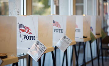 Empty voting booths at a polling location