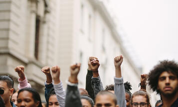 Protest arms raised