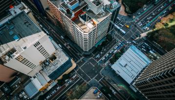 City intersection from overhead