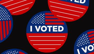 I voted stickers in black, red, and blue