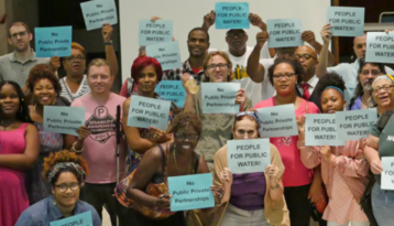 Pittsburgh United with water campaign signs