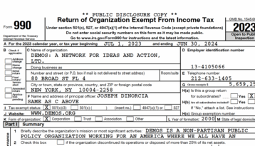 Image of Demos form 990 for public disclosure