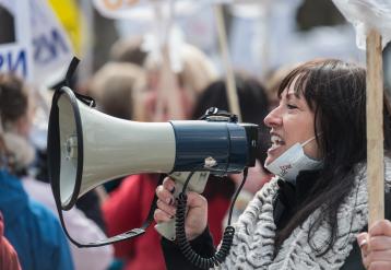 Person with megaphone