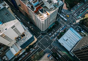 City intersection from overhead