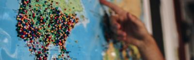 Map with pins North America