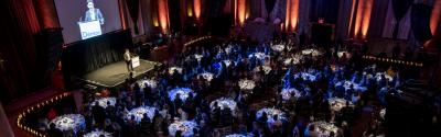 Capitale tables and stage from overhead in 2019