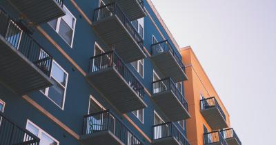 Low angle view of apartment buildings