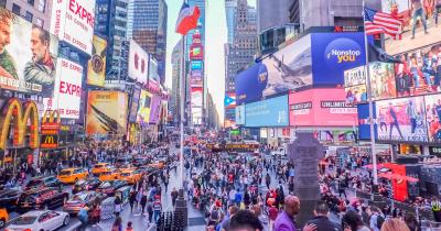 Busy Times Square at day time