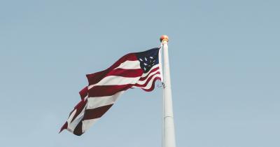 Blue Sky with American Flag