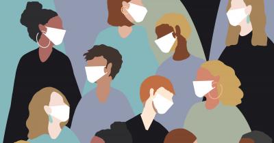Diverse group of people wearing masks