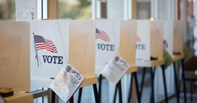 Empty voting booths at a polling location