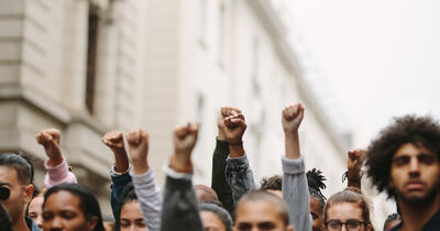Protest arms raised