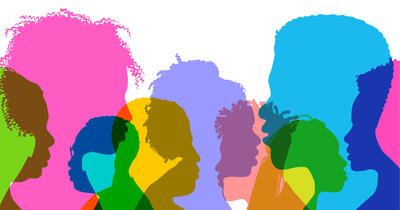 Colorful silhouettes of a diverse array of Black people