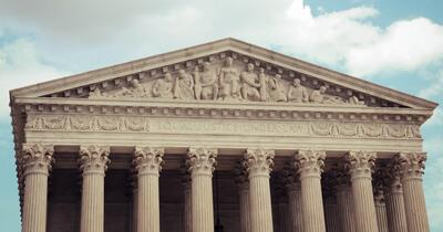 View of the top of the Supreme Court building at a distance