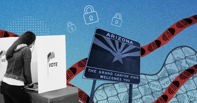 Woman voting at voting booth 