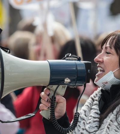 Person with megaphone