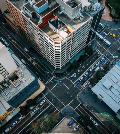 City intersection from overhead