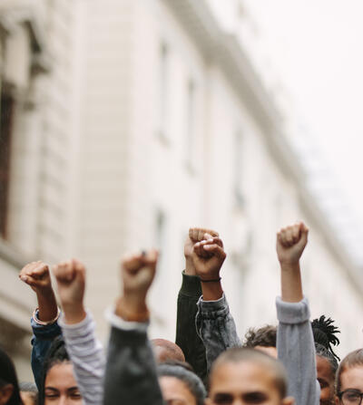 Protest arms raised 