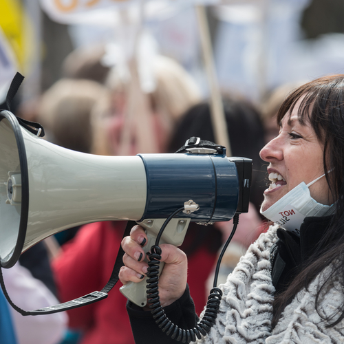 Person with megaphone