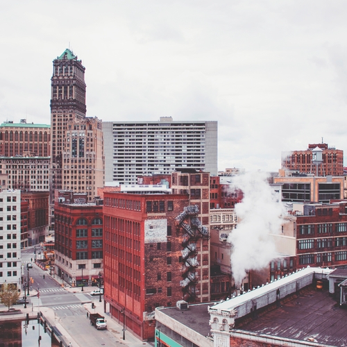 A view of part of the Detroit city skyline