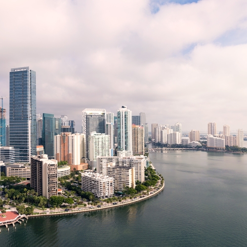 Miami skyline against the water