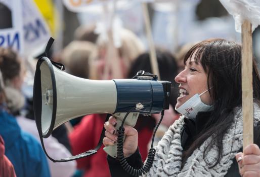 Person with megaphone