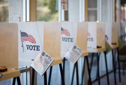 Empty voting booths at a polling location