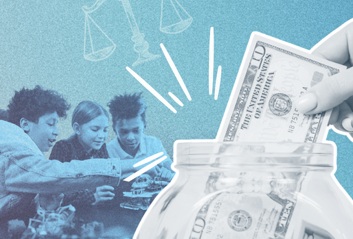 A hand dropping cash into a jar