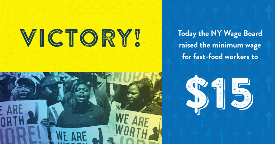 VICTORY! The NY Wage Board raised the minimum wage for fast-food workers to $15