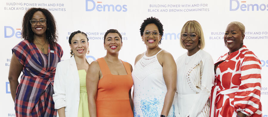 From left to right: Brianna Brown (TOP), Angela Hanks (Demos), Ashley Etienne (CBS political contributor), Taifa Smith Butler (Demos), Errin Haines (The 19th), Rep. Michele Rayner-Goolsby (FL State House)